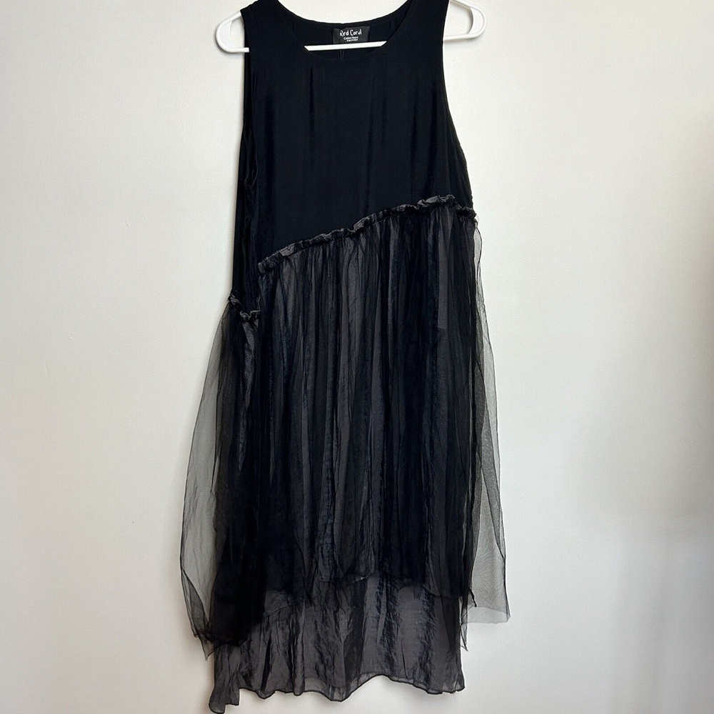 Red Coral Sz. L Black Tulle Dress Gothic Princess Witchcore Whimsigoth Witchy